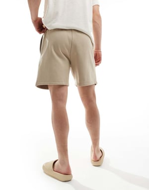 ASOS DESIGN premium tungvikts oversized shorts i beige