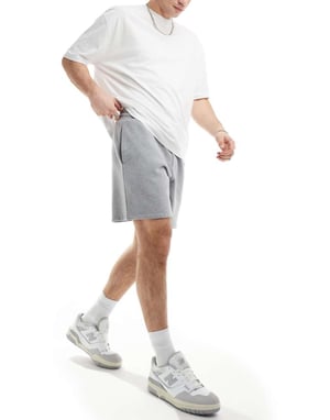 ASOS DESIGN premium tungvikt oversize shorts i grå melange