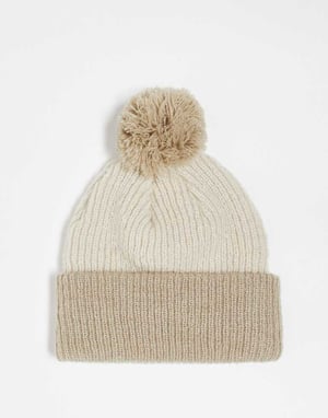 New Era block pom-pom mössa i beige