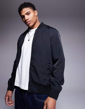 ASOS DESIGN lätt bomberjacka i svart