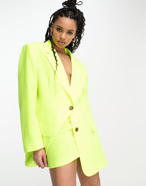 ASOS DESIGN oversized morfar kostym jacka i fluorescerande gult