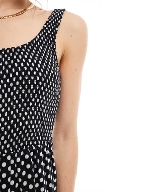 ASOS DESIGN scoop neck löst sittande jumpsuit i monokrom pricktryck