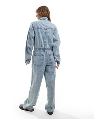 ASOS DESIGN denimoverall i midwash-blå