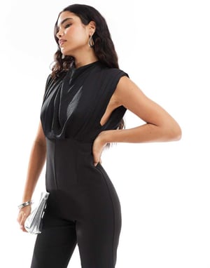 ASOS DESIGN hög nacke jumpsuit i svart