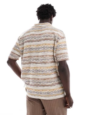 ASOS DESIGN co-ord krage polo shirt i flerfärgad textur
