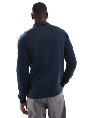 Farah Creston kvart zip polo sweatshirt i marinblå