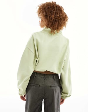 ASOS DESIGN tung halvdraget sweatshirt i tvättad khaki