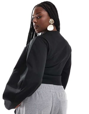 ASOS DESIGN Curve djup urringning kokongärmad topp i scuba-material i svart