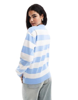 Tommy Jeans stor logotröja i blå och vit rand