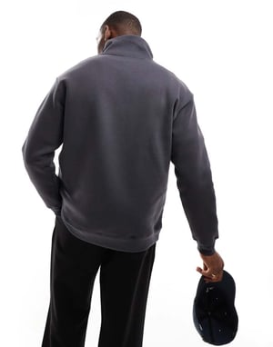 Utvald oversize halvdraget sweatshirt i kolgrått