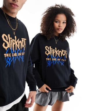 ASOS DESIGN unisex oversized sweatshirt med Slipknot-tryck i svart