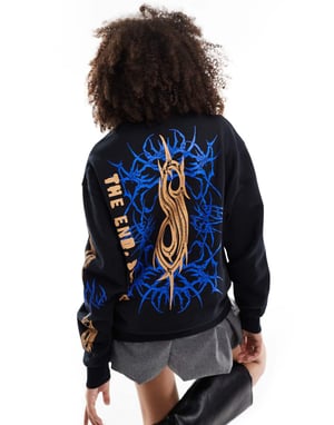 ASOS DESIGN unisex oversized sweatshirt med Slipknot-tryck i svart