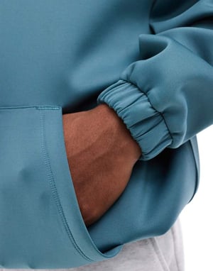 ASOS DESIGN oversized kvartdragkedja scuba sweatshirt i teal