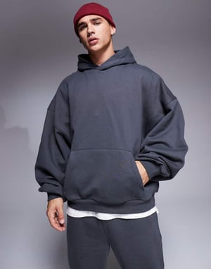 ASOS DESIGN premium tungvikts extrem överdimensionerad hoodie 400gsm i tvättad svart