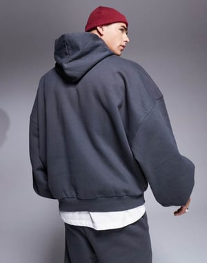 ASOS DESIGN premium tungvikts extrem överdimensionerad hoodie 400gsm i tvättad svart