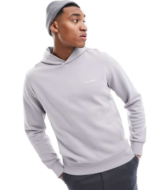 Calvin Klein mikrologotyp repreve hoodie i silver sconce