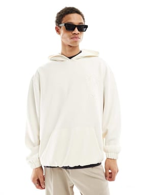 ASOS DESIGN scuba-hoodie med himmelsmotiv i off white
