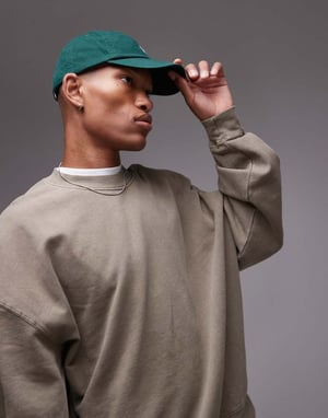 Topman överdimensionerad sweatshirt i tvättad khaki