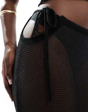ASOS DESIGN stickad metallisk midaxi kjol co-ord i svart