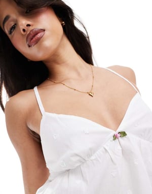 Boux Avenue dobby hjärtformad cami pyjamaset i elfenben