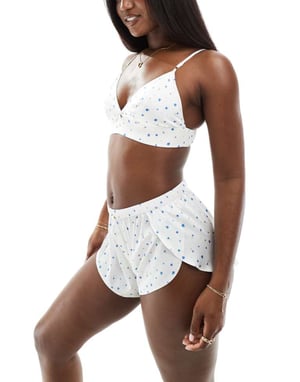 Boux Avenue Mix & Match blommig pyjamabralette i benvitt