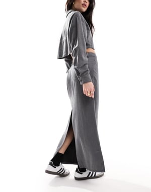 ASOS DESIGN borstad flanellkjol i grå färgkoordination