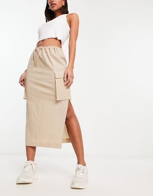 ASOS DESIGN cargo midi kjol i sand