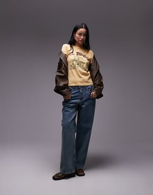 Topshop graphic El Paso boxy tee in light mustard