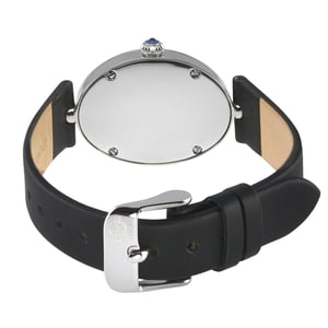 GV2 Piazza Navona Women's Swiss Quartz Diamond Silver/White Dial, Black Handmade Italian Leather Watch
