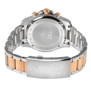 GV2 Men's T38 Swiss Quartz Chrono Enamel Gray Dial with White print 3 Black sub dial 316L IPRG Stainless Steel Bracelet Watch