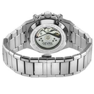 Gevril Men's Kingsgate Chronograph SS Case,SS Bezel, Silver Dial, Stainless Steel Satin Bracelet.