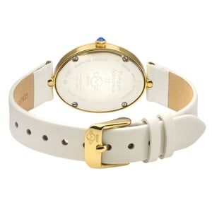 GV2 Piazza Navona Swiss Quartz Slim Movement 1062  Silver/White Dial, Ivory White Handmade Italian Leather Silk Watch