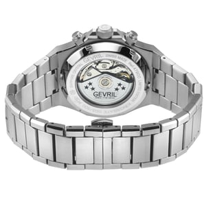 Gevril Men's Kingsgate Chronograph Swiss Made Automatic Chronograph Movement ETA 7750 Black Dial, Stainless Steel Satin Watch