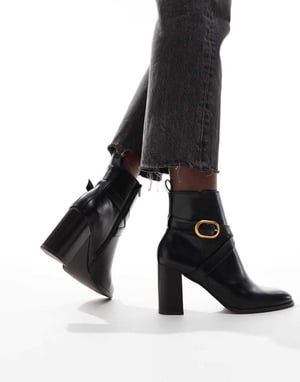 ASOS DESIGN Regan mid-heel spännbucklan stövlar i svart