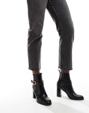 ASOS DESIGN Regan mid-heel spännbucklan stövlar i svart