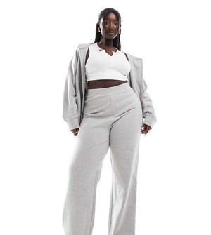 ASOS DESIGN Curve supersoft co-ord vidbenad jogger i gråmelerad - GRÅ