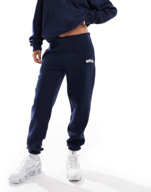 Kaiia bomullsblandning bubbello-logo muddade joggingsbyxor set i marinblå