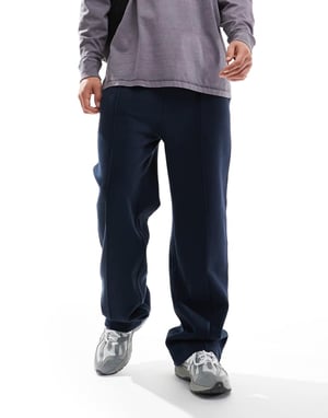 ASOS DESIGN vid bens jogger med veck i marinblå