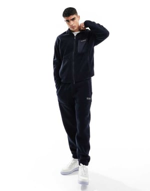 Armani Exchange borg joggers i marinblå