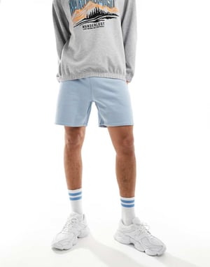 ASOS DESIGN premium oversized tyngre shorts i 400g/m² i blå