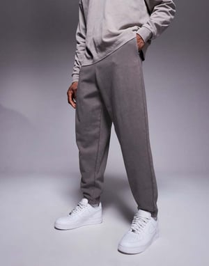 ASOS DESIGN oversized joggers i tvättad kolgrå