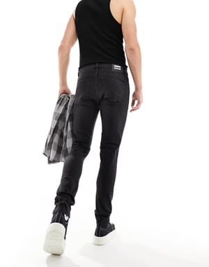 Dr Denim Chase slim fit jeans i mörkt slitet svart