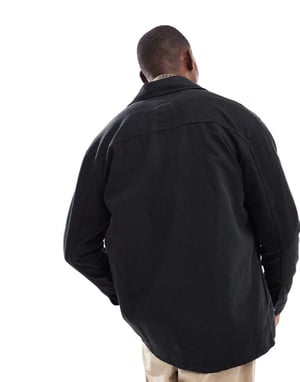 ONLY & SONS dragkedja genom tung twill overskjorta i svart