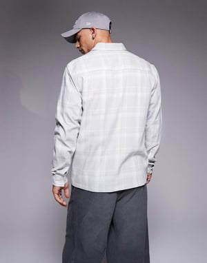 ASOS DESIGN slim check shirt in grey