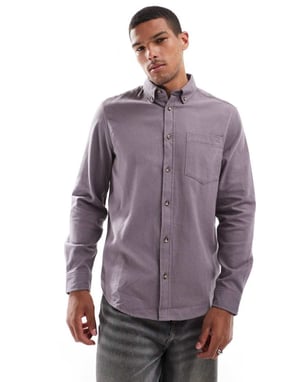 ASOS DESIGN brushed oxford regular shirt in grey