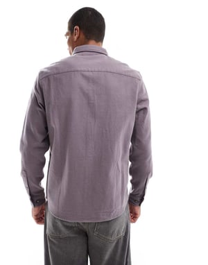 ASOS DESIGN brushed oxford regular shirt in grey