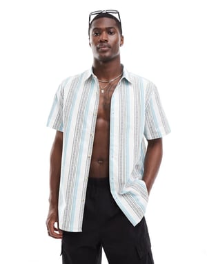 ASOS DESIGN relaxed shirt in aztec stripe