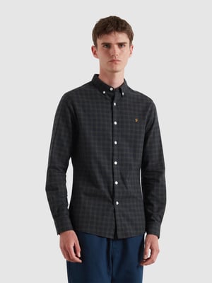 Mens True Navy Marl Milners Windowpane Shirt