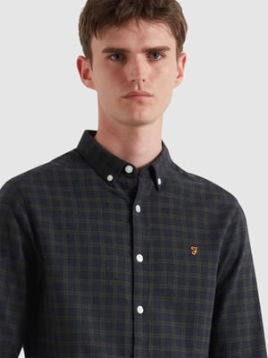 Mens True Navy Marl Milners Windowpane Shirt