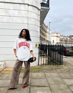 ASOS DESIGN bomullspoplin breda byxor i leopardmönster